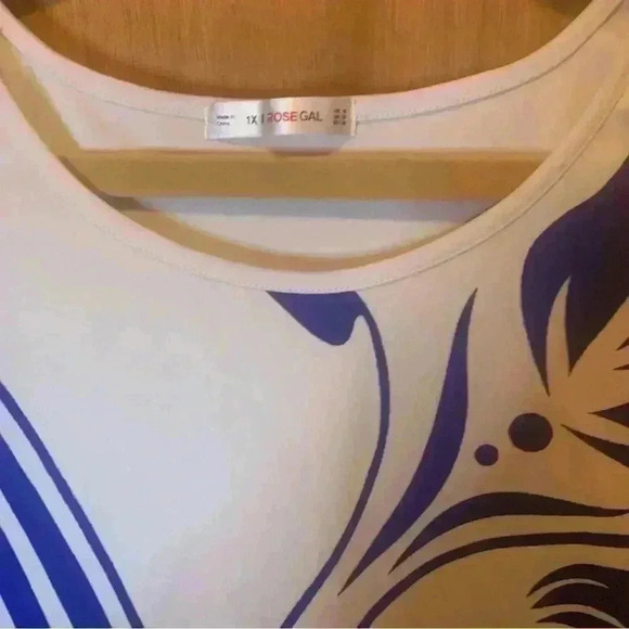 rosegal plus size tops 1X Blue With Lace Short Sleeve Crew Neck - Picture 4 of 13